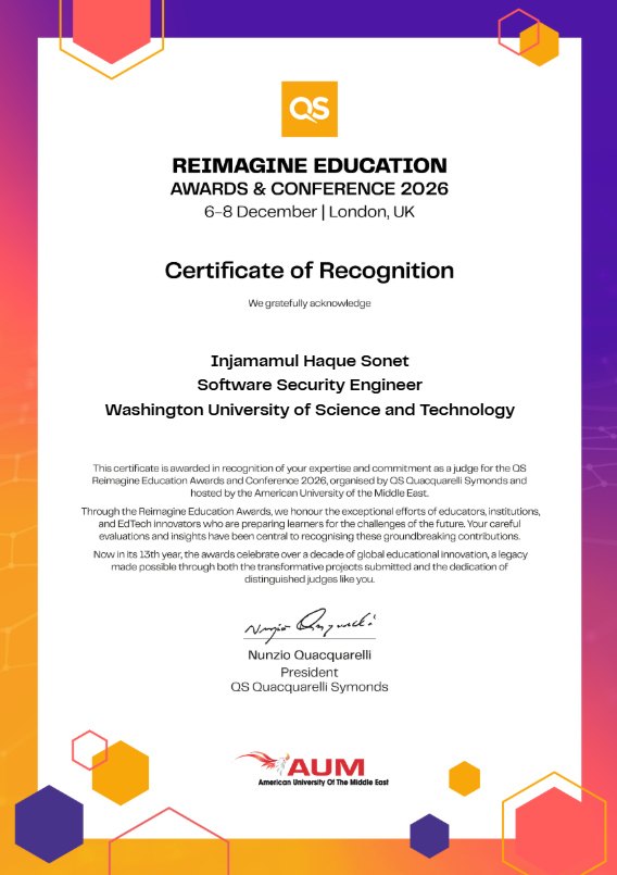 Judge - QS Reimagine Education Award and Conference 2026